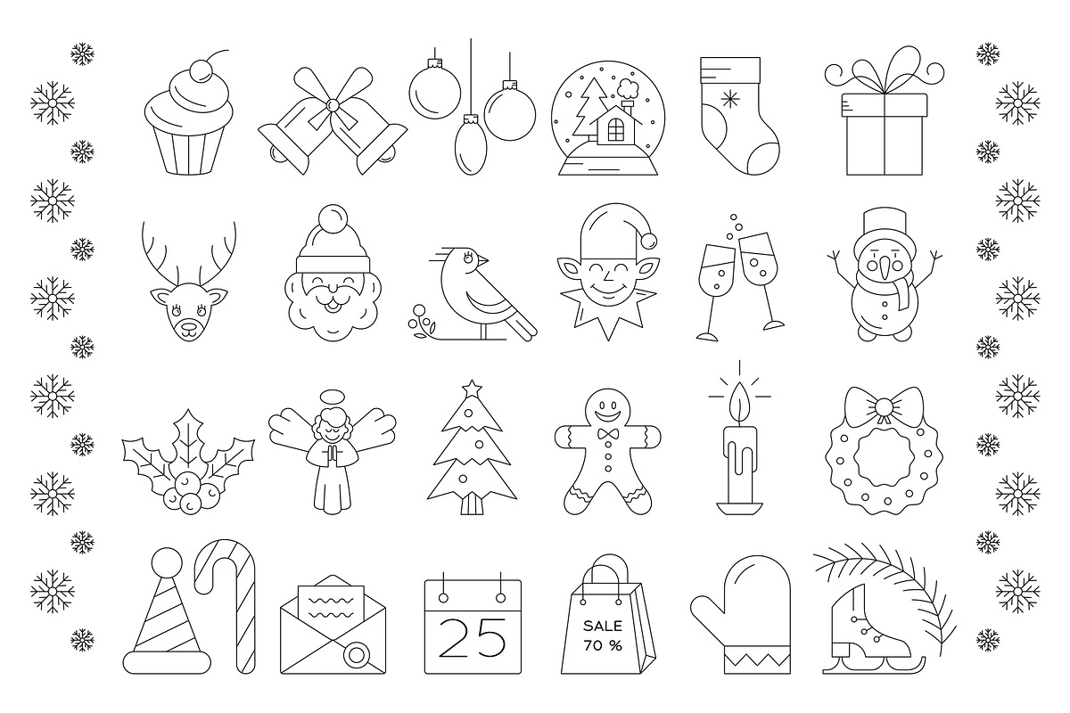 Big collection of Christmas icons.