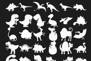 Dinosaur Outline & Silhouette Set 5