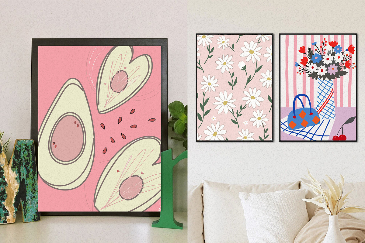 Blush Pink Wall Art Set, a Wallpaper Graphic by Helospace (Photo 6 of 10)