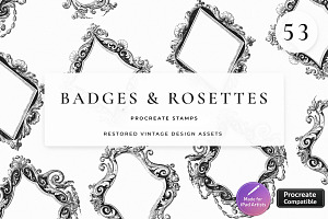 Procreate Badges and Rosettes, a Brush Add-On by Century Library