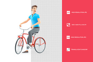 3D Man Riding Bicycle, a Person Illustration by 3DMask