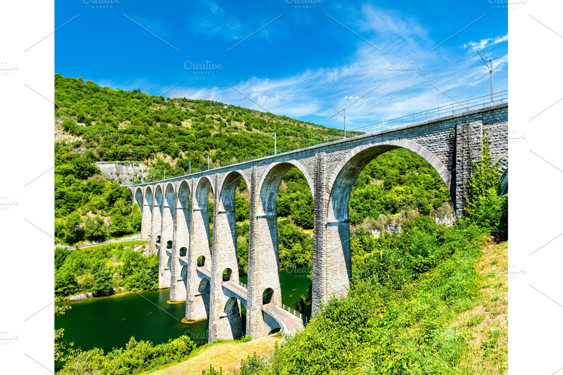 The cizebolozon viaduct across the featuring france, bridge, and viaduct, a Transportation Photo by Leonid Andronov