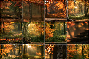 40 Fall Forest Digital Backdrops