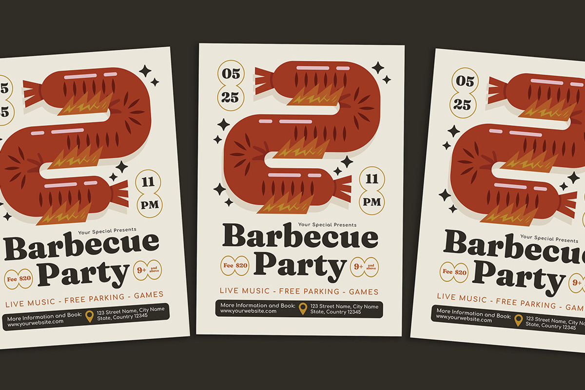 Modern BBQ Night Flyer, a Flyer Template by Gumico Studio. (Photo 1 of 3)