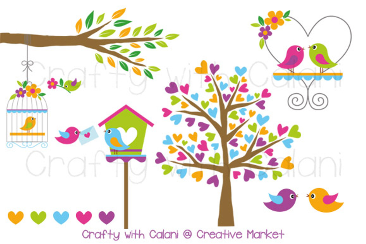 Love Bird with Heart Tree, an Illustration by Crafty with Calani