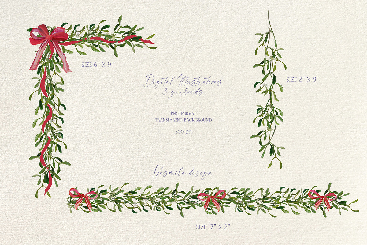 Christmas mistletoe clipart, a Seasonal Illustration by Vasmila (Photo 4 of 6)
