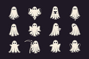 Cute Vintage Ghosts - 22 Icons, an Object Graphic by DenysHolovatiuk (Thumbnail 3 of 5)