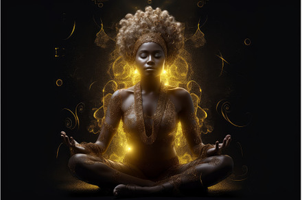 Woman african meditating. Generate, a Sports & Recreation Photo by Ylivdesign