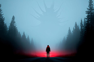 A lone figure stands on misty forest, a Nature Photo by MistyDay