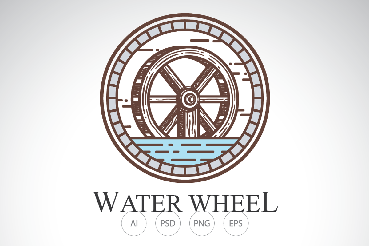 Vintage Water Wheel Logo Template, a Branding & Logo Template by Heavtryq Design (Photo 1 of 4)