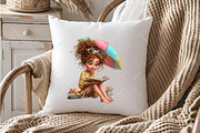 Whimsical Summer Beach Girl Clipart, an Illustration by OK Design (Thumbnail 6 of 6)