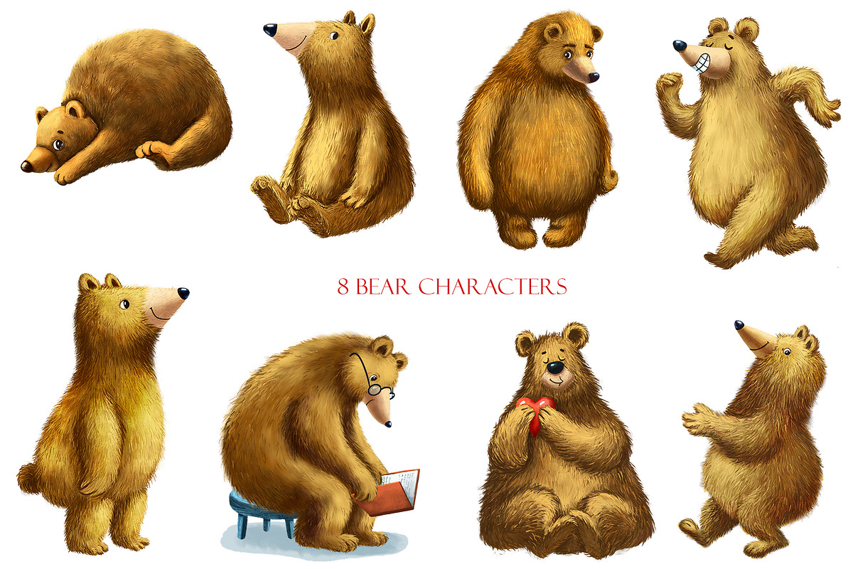 Bear in Love - Clipart Set, an Animal Illustration by Mashamashastu (Photo 2 of 8)