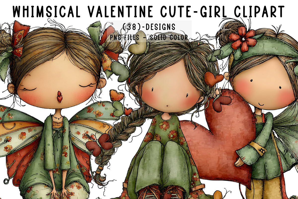 Whimsical Valentin Fairy Clipart, an Illustration by CreationArt (Photo 1 of 6)