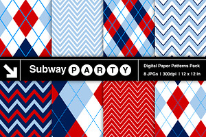 Navy, Red & Blue Argyle & Chevron