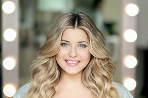 Blonde woman smiling, feeling confident and beautiful, showcasin, a Person Photo by Studio ANNA