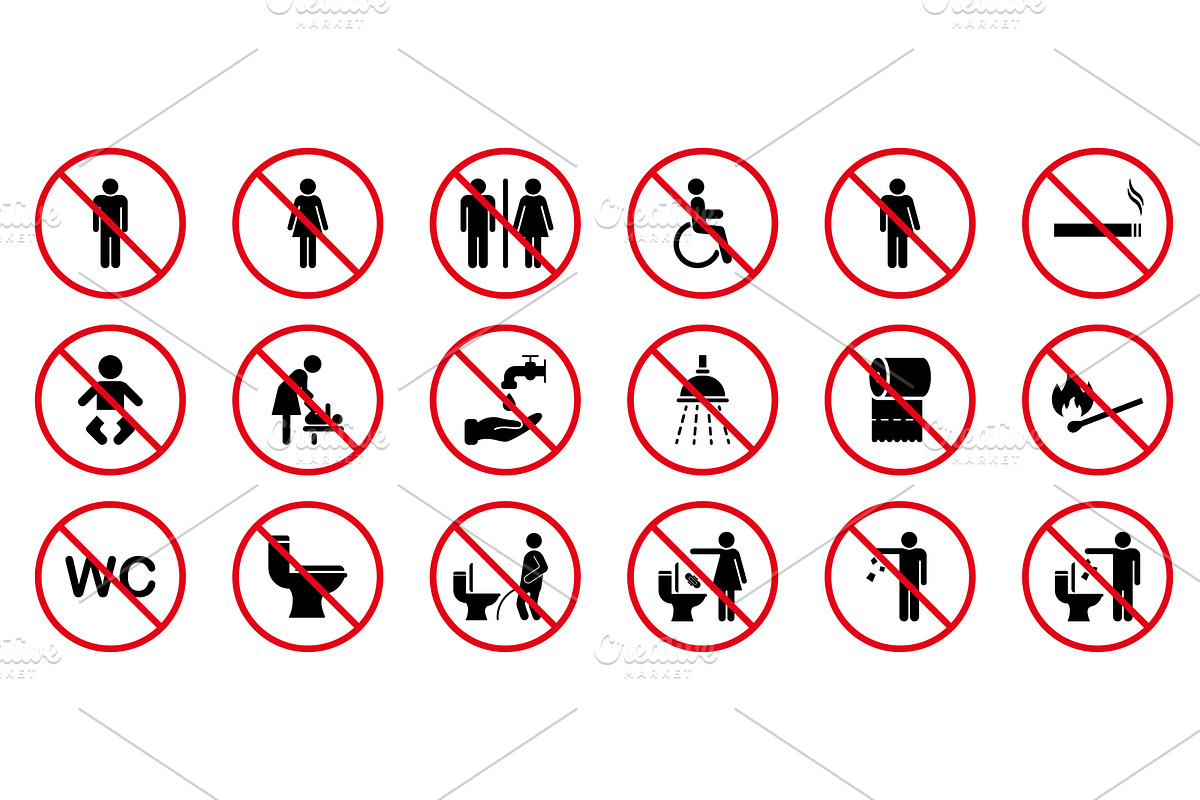 Warning No Allowed Round Sign, an Object Illustration by Vector Creator