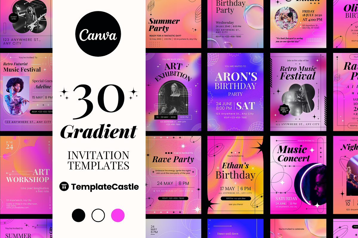30 Gradient Invitation Template, a Templates & Theme by TemplateCastleStore (Photo 1 of 10)