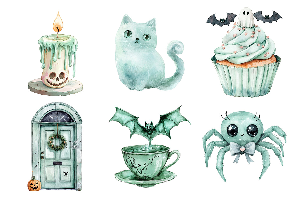 Pastel Mint Halloween Clipart, an Illustration by Daily.Designs (Photo 4 of 5)