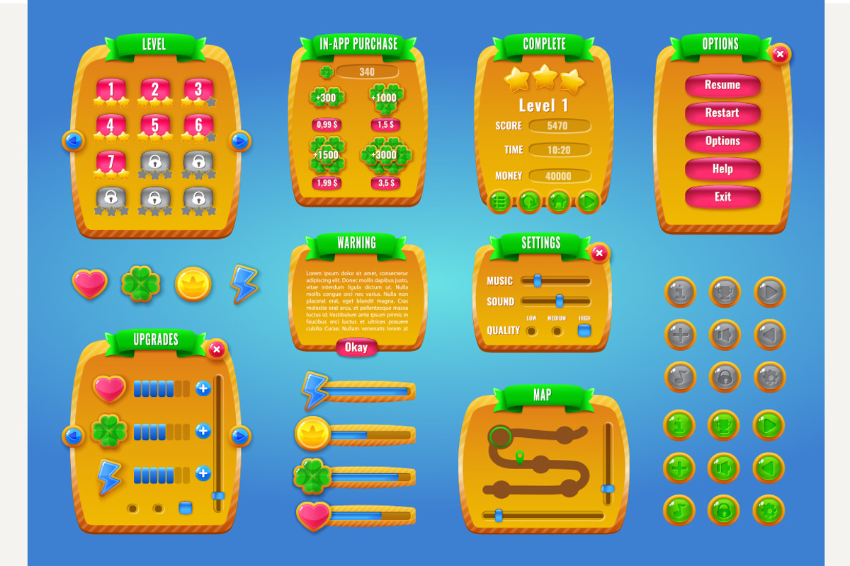 GUI for mobile game, a Background Graphic by Shanvood art