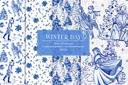 Winter day seamless patterns clipart, a Pattern Graphic by AnaGuziiArt (Thumbnail 1 of 11)