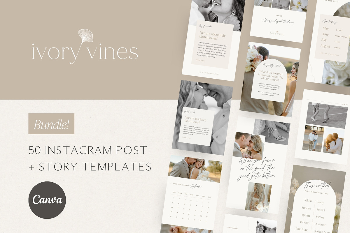 Neutral photography Instagram bundle, a Social Media Template by Wonderlik Webdesign (Photo 2 of 11)
