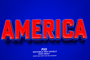 America PSD 3D Editable Text Effect, a Layer Style Add-On by TrueVector