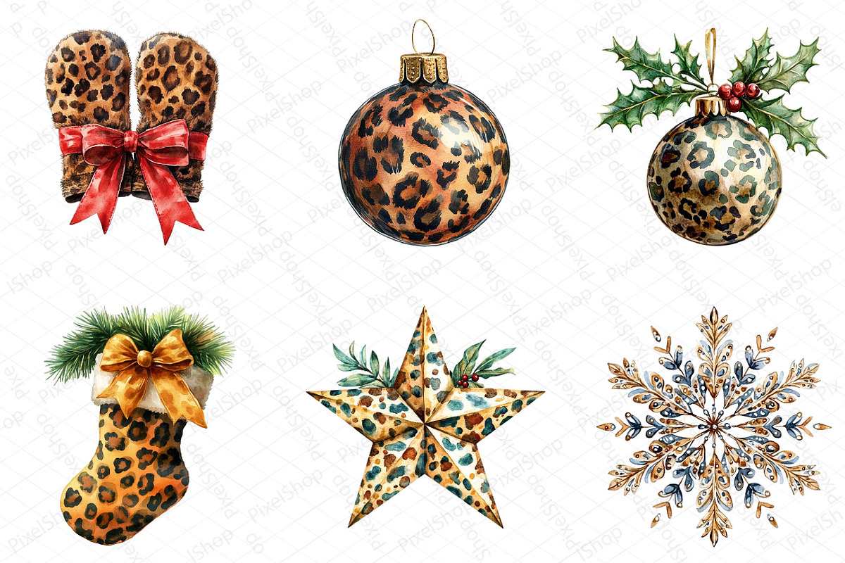 Watercolor Leopard Print Christmas, an Illustration by DreamPrint404 (Photo 2 of 7)
