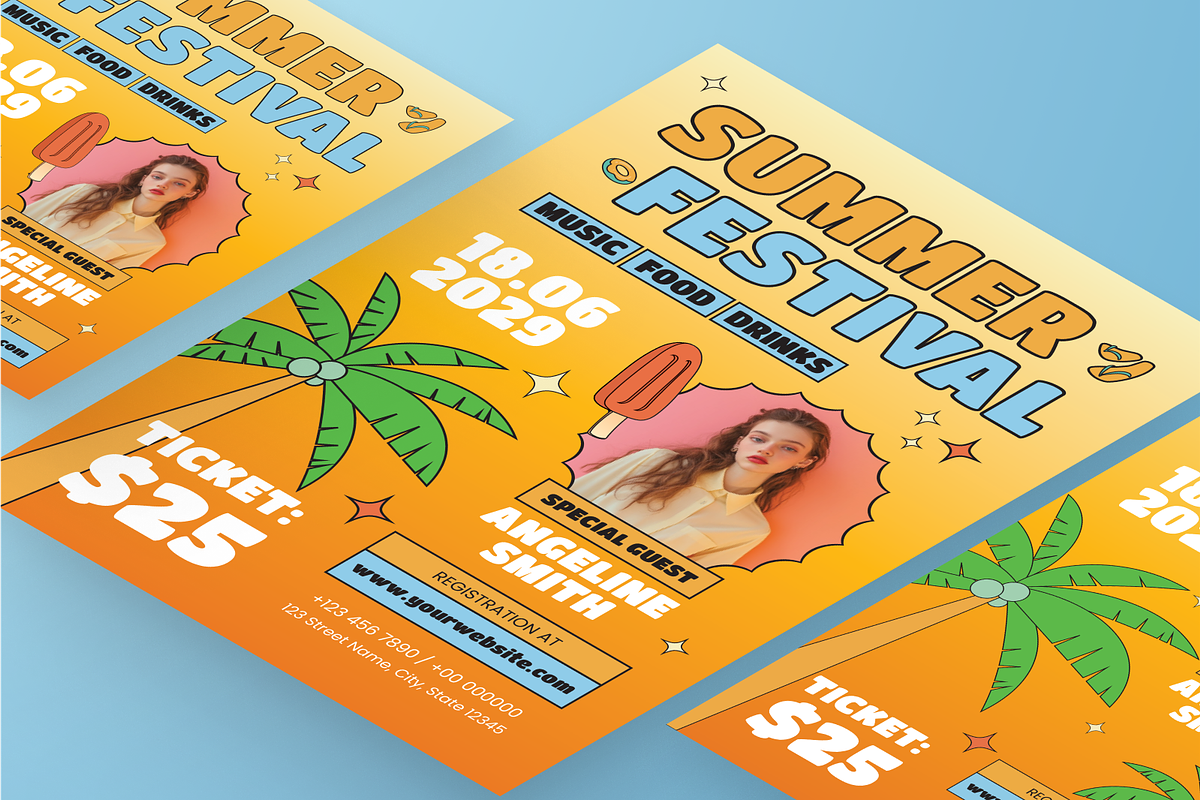 Retro Summer Music Flyer Set, a Flyer Template by Annora Studio (Photo 6 of 6)