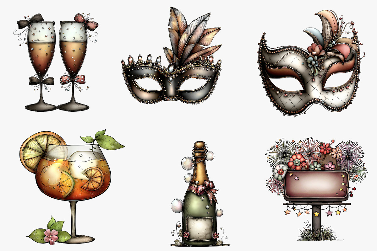 New Years Eve 2026 Watercolor Clipar, an Illustration by CreationArt (Photo 4 of 5)