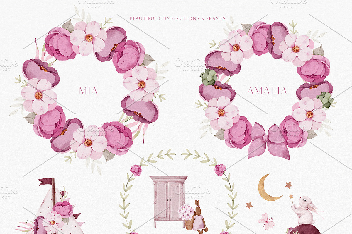 The pink world of baby girl set, an Illustration by nathalieclaire (Photo 10 of 16)