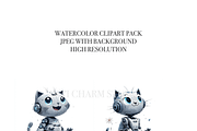 Robotic Cats Clipart Set, a Decorative Illustration by Pati Charm Studio (Thumbnail 4 of 8)