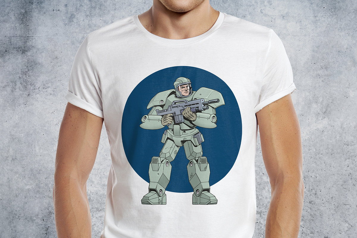 Futuristic soldier in exoskeleton, a Person Illustration by Ledokolua (Photo 2 of 3)
