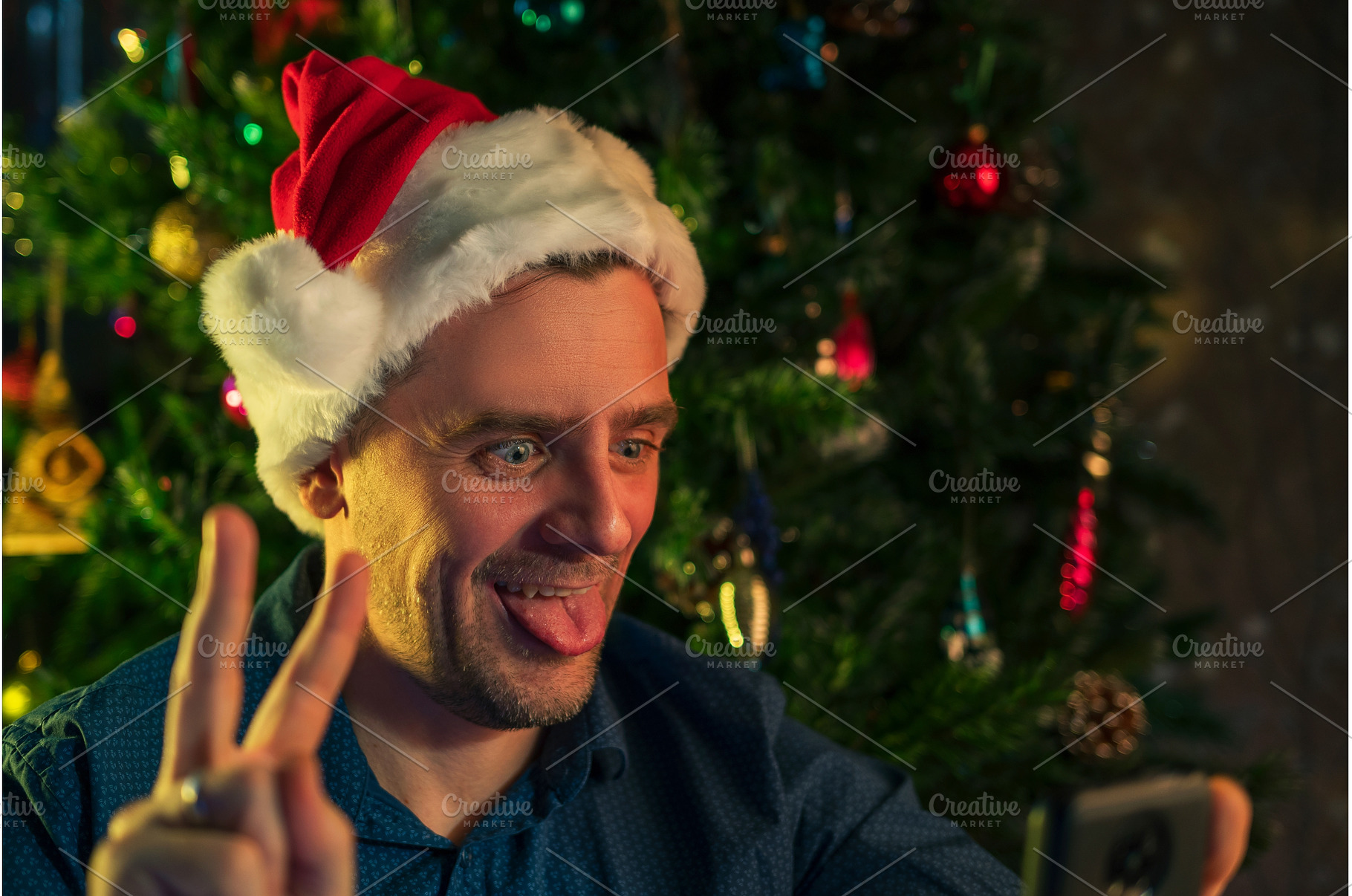 Happy man calling friends for, a Person Photo by Jan Jack Russo Media