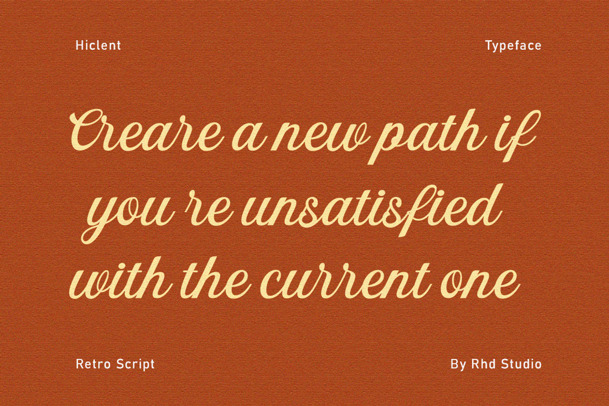 Hiclent, a Script Font by StudioRhd (Photo 9 of 9)