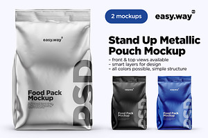 Metallic Food/Snack Bag PSD Mockups