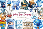 Blue Baby Boy Nursery Clipart, an Illustration by CreationArt (Thumbnail 1 of 9)