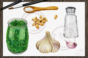 Pesto Watercolor Clip Art