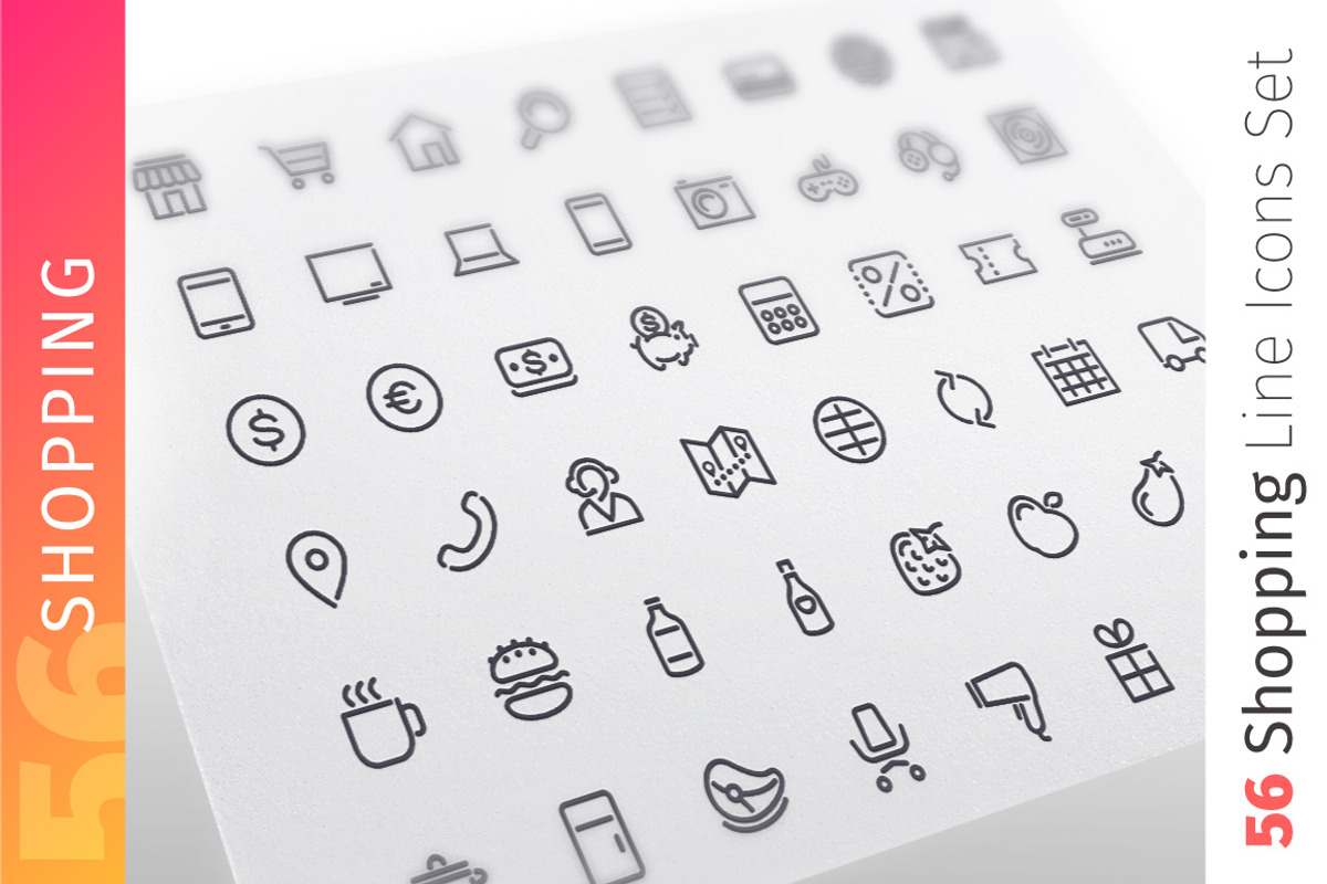 Shopping Line Icons Set, an Outline Icon by Voysla's Shop (Photo 1 of 4)