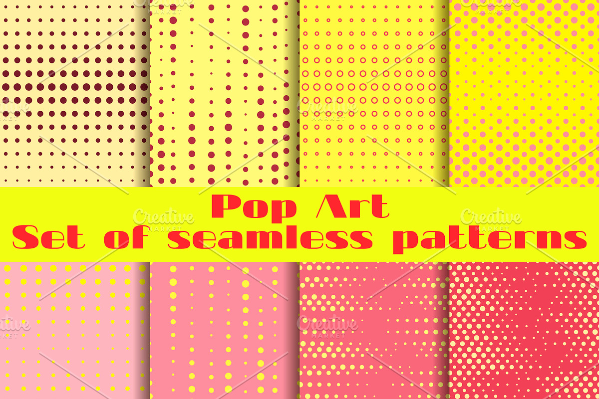 Pop Art seamless patterns, a Pattern Graphic by Andy Vinnikov (Photo 1 of 2)