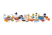 Lunchbox with food, drinks set, a Food Illustration by PaperTrident (Thumbnail 2 of 15)