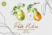 Pear Wine - Fruit Watercolor Clipart, a Decorative Illustration by foxsong (Thumbnail 1 of 16)
