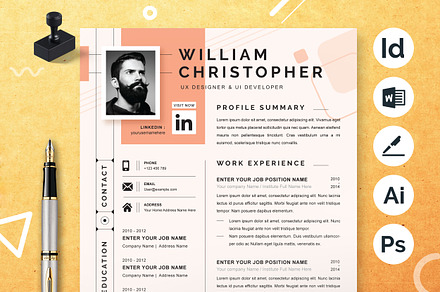 CV Template, Professional Resume, a Resume Template by ResumeInventor