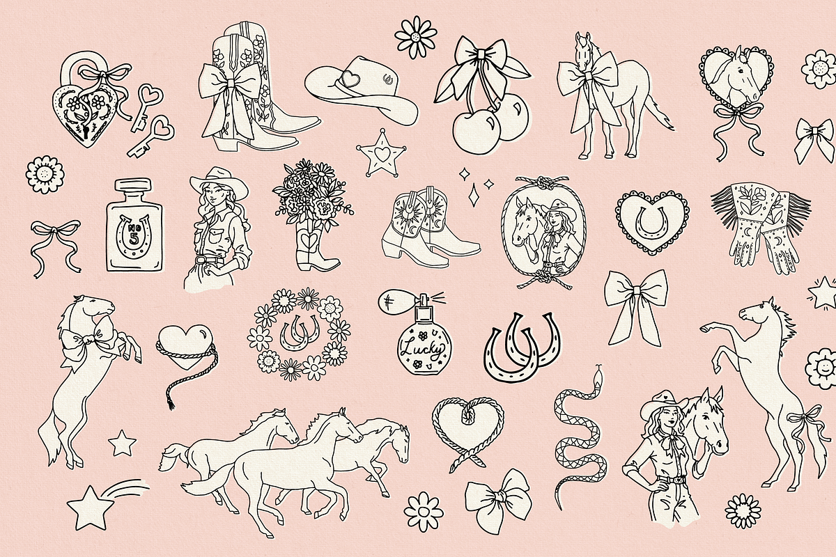 Coquette Cowgirl Illustrations, an Illustration by Antiquaria (Photo 2 of 9)