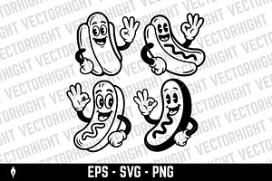 Cartoon mascot of a hot dog, a Food Illustration by Vectorhight