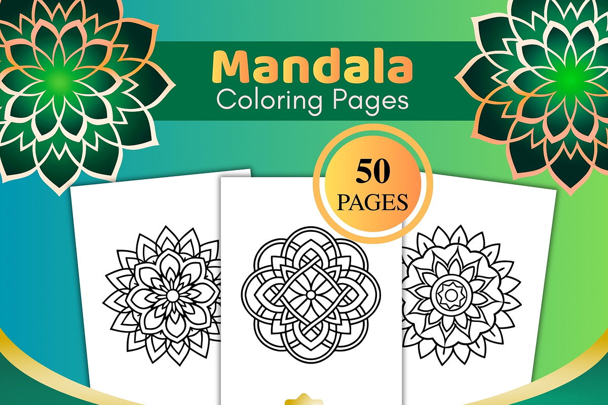 50 Simple Mandala Coloring Pages, an Object Illustration by SimoDigitalArt (Photo 1 of 5)