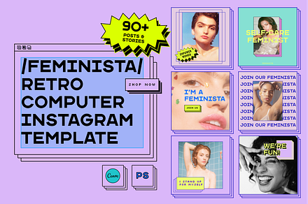 Feminista Retro Instagram Template, a Social Media Template by Luna Studio