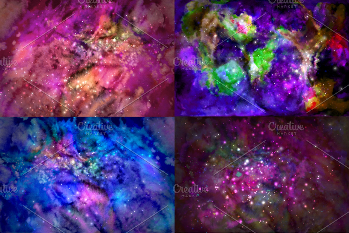 GALAXYwatercolor cosmic background, an Illustration by Mandarinkas art (Photo 4 of 8)