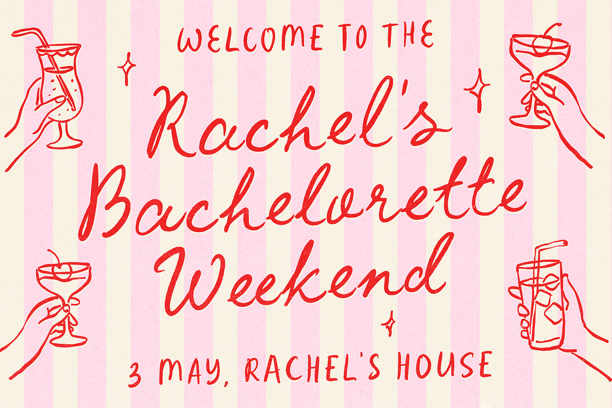 Cherry Cocktail Party Messy Font Duo, a Handwritten Font by Ayya Studio (Photo 3 of 15)