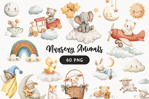 Dreamy Nursery Clipart Bundle, an Animal Illustration by PaintPixelCo