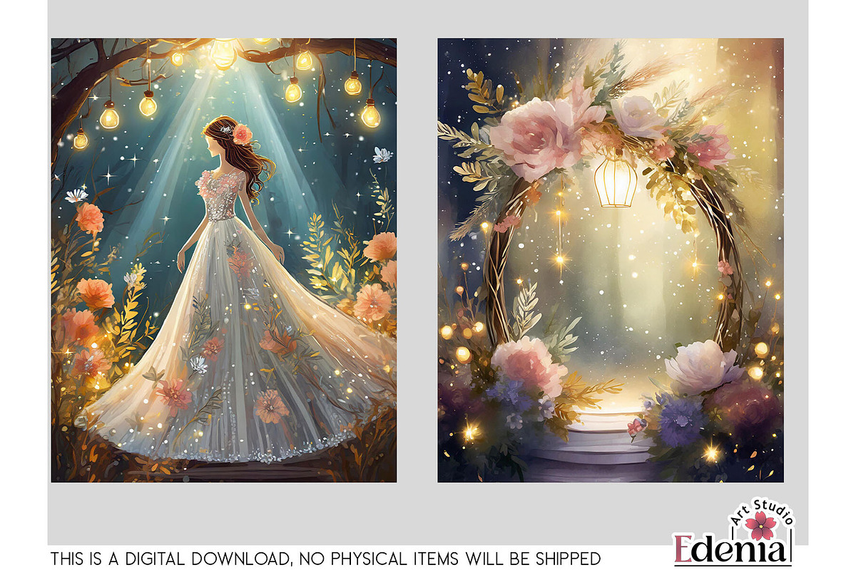 Boho Vintage Wedding JPG Papers, a Wallpaper Graphic by EdeniaArtStudio (Photo 2 of 7)
